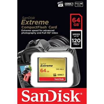 SanDisk 64GB Extreme CompactFlash Memory Card UDMA 7 Speed Up To 120MB/s - SDCFXSB-064G-G46