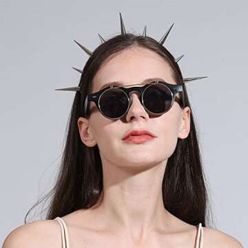 Spiked headband, Gothic Spiky Tiara for Women, Goth Studded Crown, cosplay punk Costume Party Accessories (9 spikes)