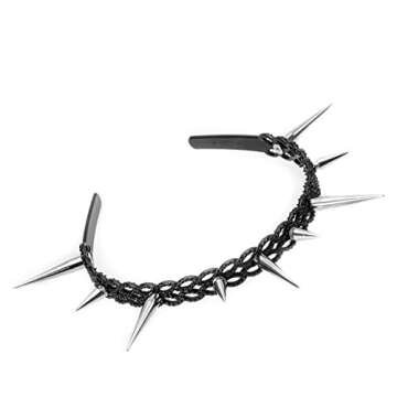Spiked headband, Gothic Spiky Tiara for Women, Goth Studded Crown, cosplay punk Costume Party Accessories (9 spikes)