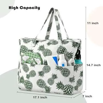 DOFOWORK Beach Bags for Women - Large Beach Bag Tote, Beach Tote with Wet Pocket, Waterproof Sandpro...