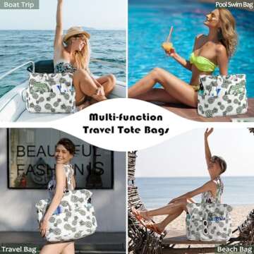 DOFOWORK Beach Bags for Women - Large Beach Bag Tote, Beach Tote with Wet Pocket, Waterproof Sandproof with Zipper for Beach/Pool Trip