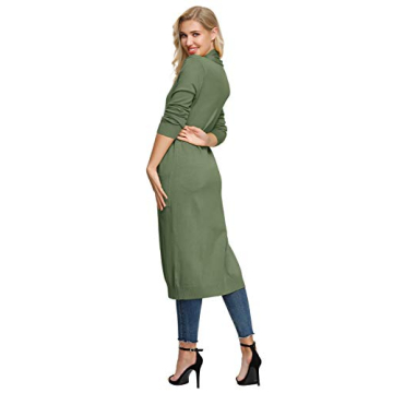 Plus Size Lightweight Maxi Knit Cardigan with Pocket(2XL,Dark Olive Green)