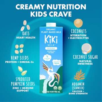 Kiki Milk Plant Based Organic Milk - Dairy Free & Calcium Rich 32 OZ - Pack of 6