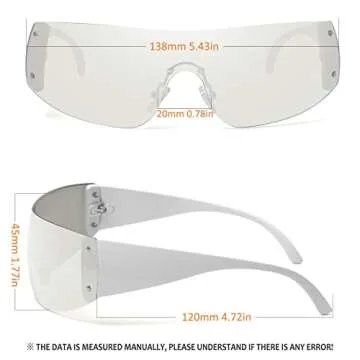 Fozono Y2K Sunglasses UV400 Protection Stylish Rimless Design