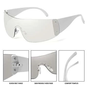 Fozono Y2K Sunglasses UV400 Protection Stylish Rimless Design