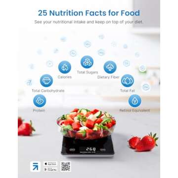 RENPHO Digital Kitchen Scale, Smart Food Weight Scale with Nutritional Calculator, Gram Scale for We...