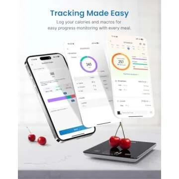 RENPHO Digital Kitchen Scale, Smart Food Weight Scale with Nutritional Calculator, Gram Scale for Weight Loss Cooking Baking Keto Macro Diet, Black Glass, 22lb/10kg