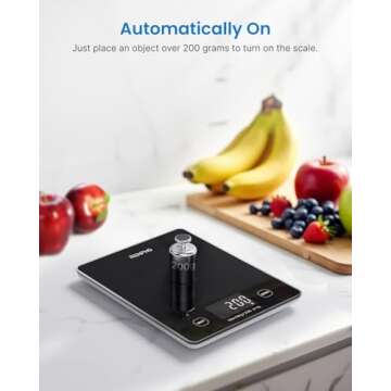 RENPHO Digital Kitchen Scale, Smart Food Weight Scale with Nutritional Calculator, Gram Scale for Weight Loss Cooking Baking Keto Macro Diet, Black Glass, 22lb/10kg