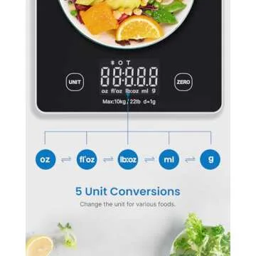 RENPHO Digital Kitchen Scale, Smart Food Weight Scale with Nutritional Calculator, Gram Scale for Weight Loss Cooking Baking Keto Macro Diet, Black Glass, 22lb/10kg