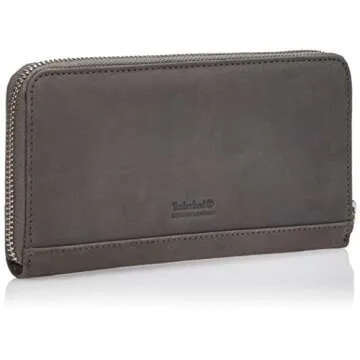 Timberland Leather RFID Zip Around Wallet Clutch with Wristlet Strap, Castlerock (Nubuck)