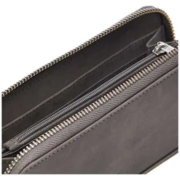 Timberland Leather RFID Zip Around Wallet Clutch with Wristlet Strap, Castlerock (Nubuck)