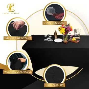 Luxury 6ft Black Spandex Tablecloth for Events