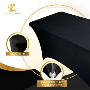 Luxury 6ft Black Spandex Tablecloth for Events
