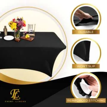 Luxury 6ft Black Spandex Tablecloth for Events