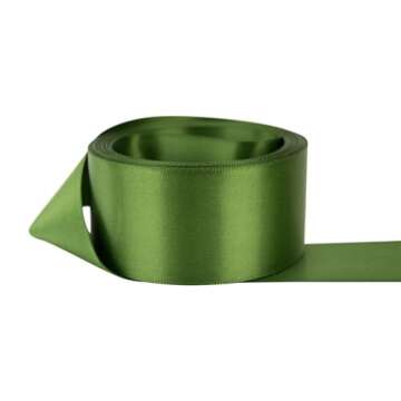 Ribbon Bazaar Double Faced Satin Ribbon - 1.5" Moss - 50yd for Gifts & Crafts