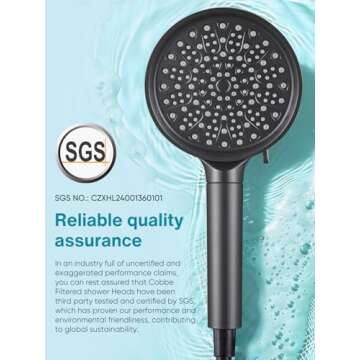 Cobbe Filtered Shower Head with Handheld, High Pressure 6 Spray Mode Showerhead with Filters, Water Softener Filters Beads for Hard Water - Remove Chlorine - Reduces Dry Itchy Skin, Matte Black