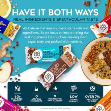 88 Acres Granola Bars | Gluten Free, Nut-Free Oat and Seed Snack Bar | Vegan & Non GMO | 6 Pack (Var...