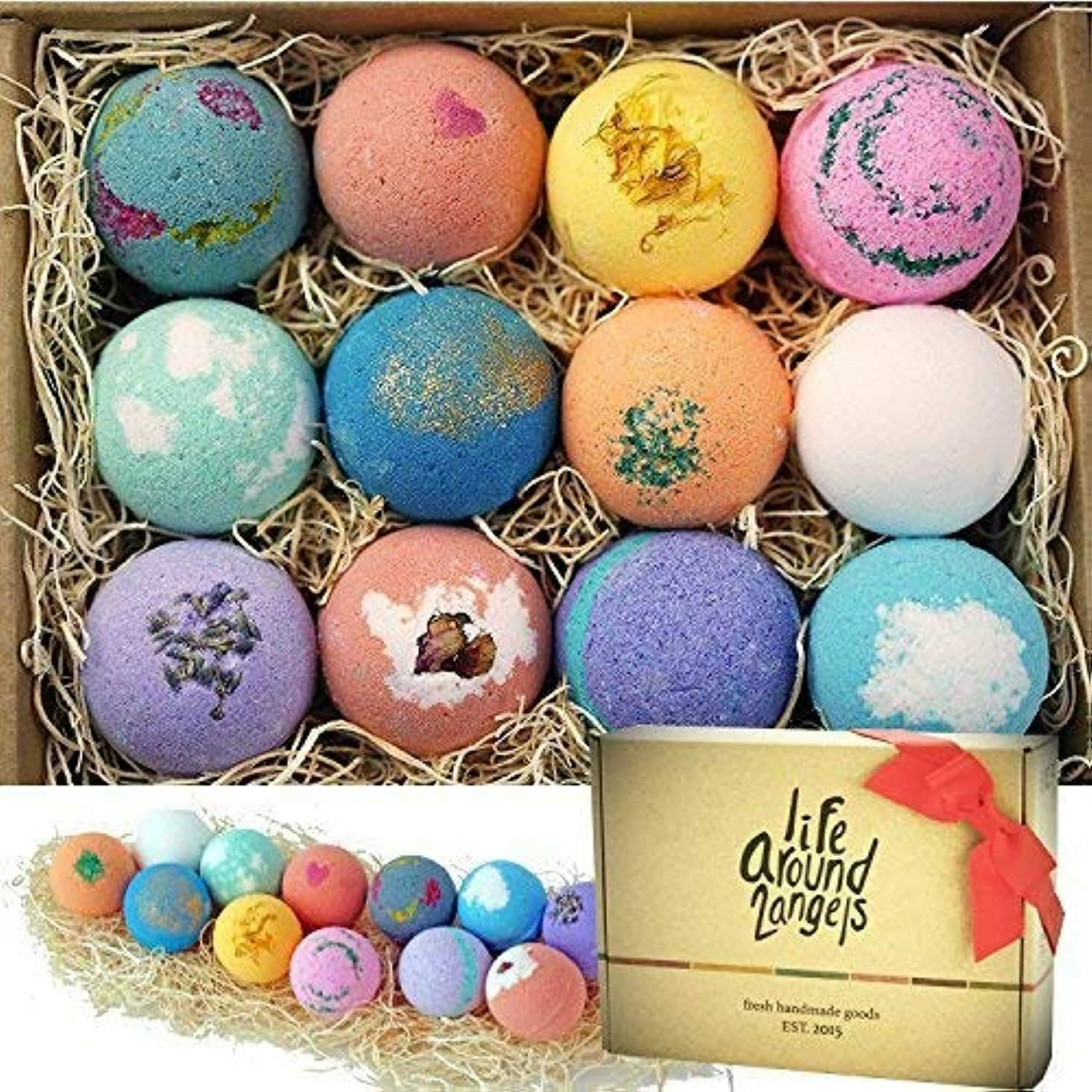 LifeAround2Angels Bath Bombs Gift Set - 12 Fizzies