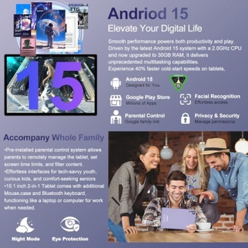 ZIOVO 2025 Android 15 Tablet With Keyboard and 30GB RAM