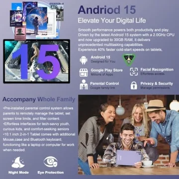 ZIOVO 2025 Android 15 Tablet With Keyboard and 30GB RAM