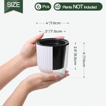 T4U Self Watering Pots for Houseplants - 6 Pack White