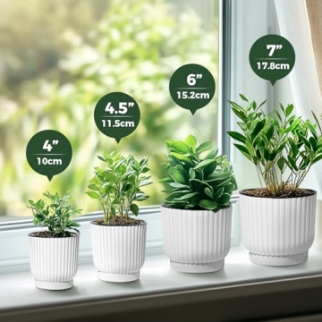 T4U Self Watering Pots for Houseplants - 6 Pack White