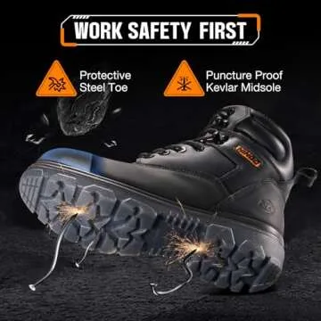 NINGO Steel Toe Work Boots for Men - Waterproof & Durable