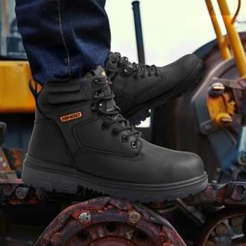 NINGO Steel Toe Work Boots for Men - Waterproof & Durable