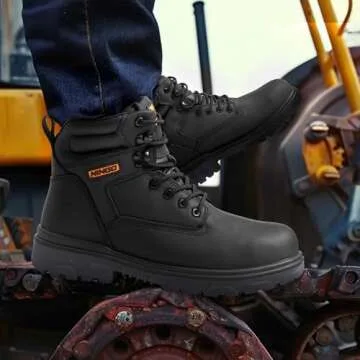 NINGO Steel Toe Work Boots for Men - Waterproof & Durable