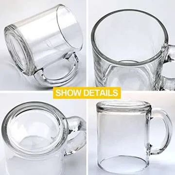 Accguan Glass Coffee Mug Set, (8 Pack) 12 Ounce with Convenient Handle, Tea Glasses for Hot/Cold Beverages, Thermal Shock Resistant, Tempered Glass, Mugs for Cappuccino, Latte, Espresso