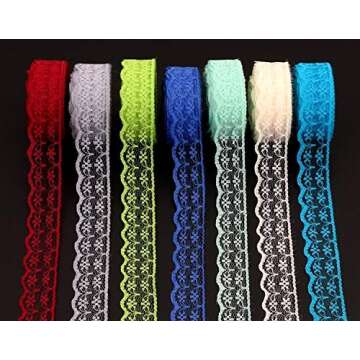 20 Rolls 200 Yards Mixed Color Floral Pattern Fabric Lace Ribbon