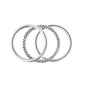 SILBERTALE 925 Sterling Silver Stacking Minimalist Rings