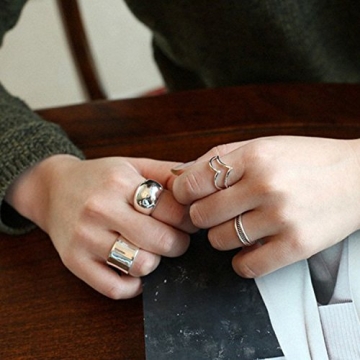 SILBERTALE 925 Sterling Silver Stacking Minimalist Rings