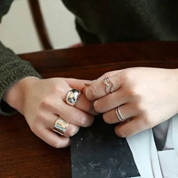 SILBERTALE 925 Sterling Silver Stacking Minimalist Rings
