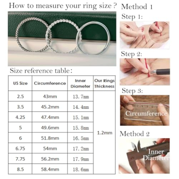 SILBERTALE 925 Sterling Silver Stacking Minimalist Rings