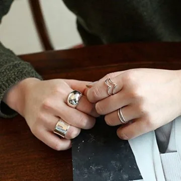 SILBERTALE 925 Sterling Silver Stacking Minimalist Rings