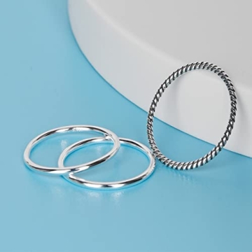 SILBERTALE 925 Sterling Silver Stacking Minimalist Rings