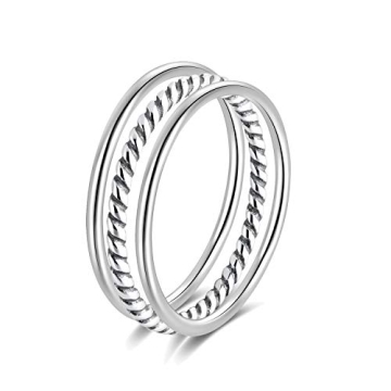 SILBERTALE 925 Sterling Silver Stacking Minimalist Rings