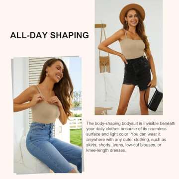 HOMETA Strapless Bodysuit for Women Tummy Control Shapewear Seamless Sculpting Thong Body Shaper Tank Top