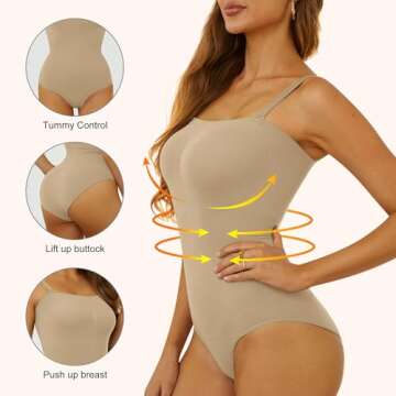 HOMETA Strapless Bodysuit for Women Tummy Control Shapewear Seamless Sculpting Thong Body Shaper Tank Top