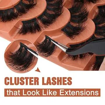 Cluster Lashes Mink Fluffy False Eyelashes Long Volume Individual Lashes Dramatic Eyelash Extensions DIY Fake Lashes by Eefofnn