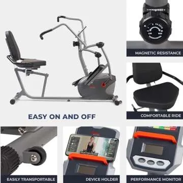 Sunny Health & Fitness Recumbent Cross Trainer for Home Use