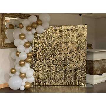 Ohnanana Shimmer Wall Panels,Sequins Backdrop,15 Panels,Great for Events,Home Decoration,Birthday Party (Golden Yellow)