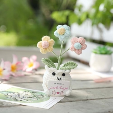 YOOJEE Crochet Sympathy Gifts – No Words, Just Hugs Flower Plant for Grief Comfort
