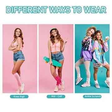 Slouch Socks Women Scrunch Socks Cotton Knit Long Socks Neon Knee High Socks Stacked Socks White One Size