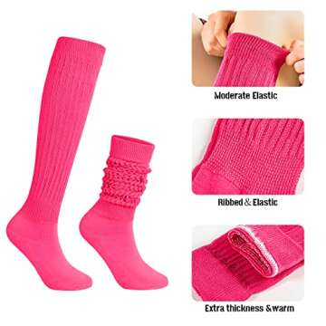 Slouch Socks Women Scrunch Socks Cotton Knit Long Socks Neon Knee High Socks Stacked Socks White One Size