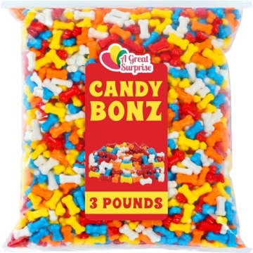 Candy Bones - 3 Pounds - Candy Bonz - Dog Bone Shaped Candy for Kids Birthdays, Themed Parties - Dog Bone Shape Candies - Bulk Unwrapped Candy