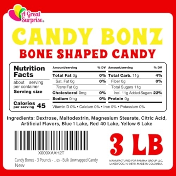 Candy Bones - 3 Pounds - Candy Bonz - Dog Bone Shaped Candy for Kids Birthdays, Themed Parties - Dog Bone Shape Candies - Bulk Unwrapped Candy