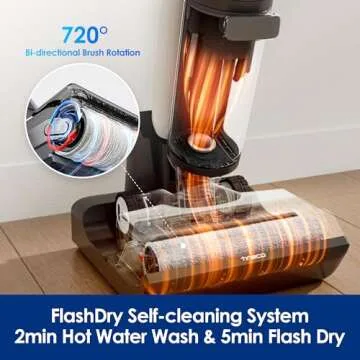 Tineco FLOOR ONE S7 FlashDry Smart Cordless Wet Dry Vacuum Cleaner, Long Runtime, Great for Sticky Messes, Self-cleaning, 158℉Hot Air FlashDrying, Dual-sided Edge Cleaning, Extended Battery Lifespan