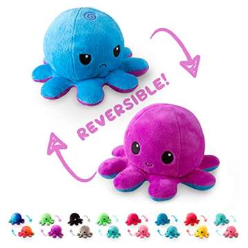 TeeTurtle - The Original Reversible Octopus Plushie - Sunset + Mermaid - Cute Sensory Fidget Stuffed...